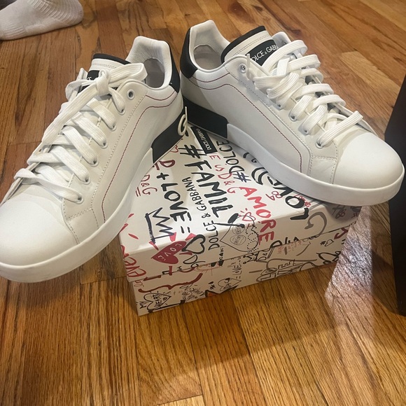 Dolce and Gabbana Men’s Portofino Two Tone Leather Sneakers - Picture 4 of 10